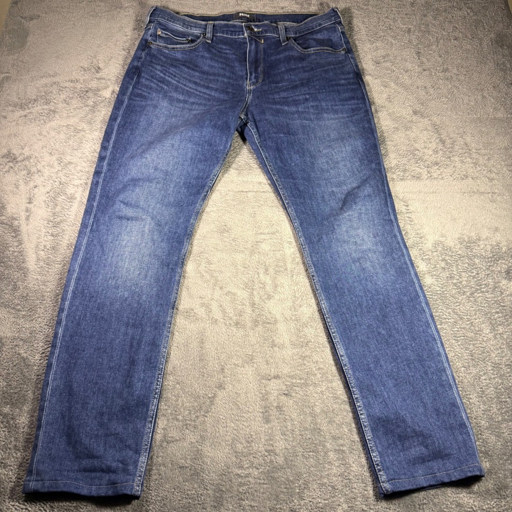 PAIGE Lennox Slim Fit Mens Jeans Size 34 Medium Blue Wash Stretch Denim